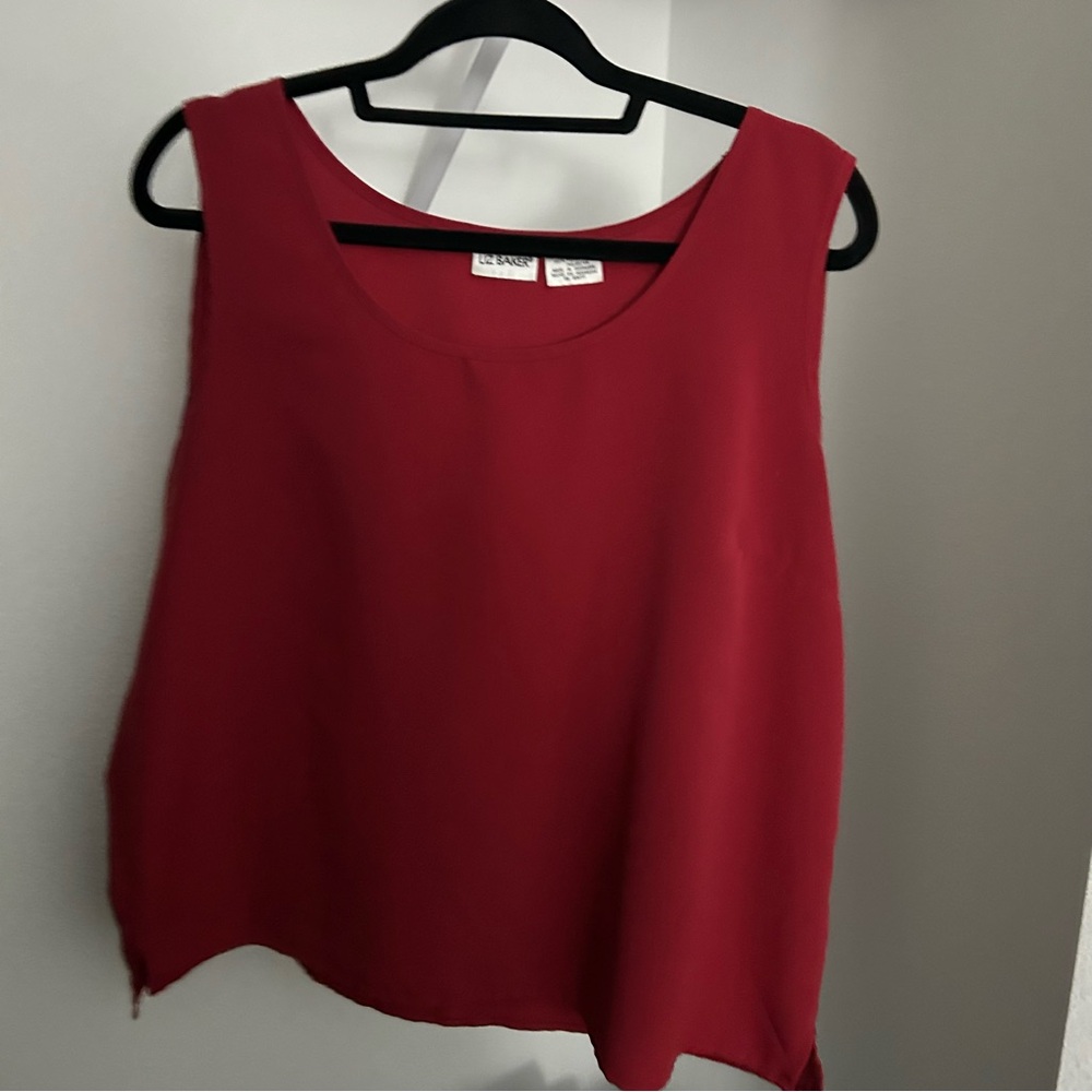 Liz Baker Rich Deep Red Tank Top Blouse